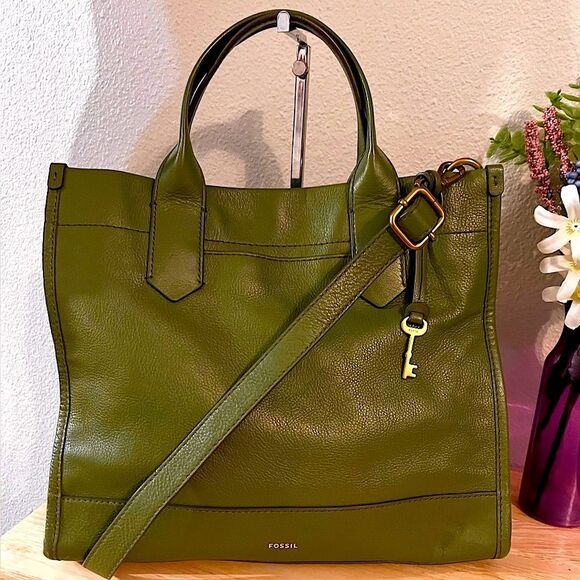 FOSSIL Kyler Tote Olive Green Leather Crossbody/Handbag in EUC. - Picture 2 of 8